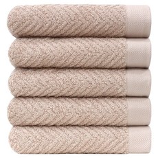 SOFT TOUCH 人字紋飯店毛巾 170g 40支棉紗, 淺褐色, 5個