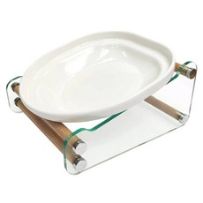 YSS Dog&Cat 職人木匠 水晶森林 單斜 原木瓷碗, 1個, 白色