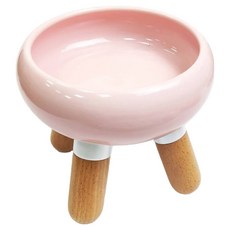 YSS Dog&Cat 童話森林 蘑菇平口 高腳瓷碗, 1個, 粉色