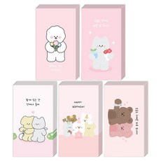 DONNAANDFRIENDS 小確幸迷你卡片 粉紅色 5款 x 20張 套組, A款, 1套