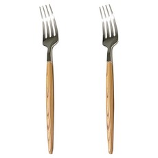 CAMEL 木紋手柄不鏽鋼叉, 2個, 米色