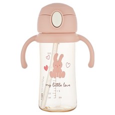 Edison 幼兒用 Little Love PPSU 一鍵式吸管杯, 粉紅兔子, 250ml, 1個