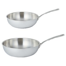 마스타쿠진 인덕션 스텐 프라이팬 세트 2개, 실버, 1세트, 궁중팬 26cm + 궁중팬 30cm