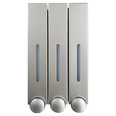 免鑽孔浴室洗髮精沐浴乳三格給皂器, 1個, 霧面銀