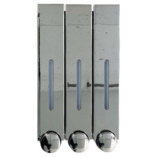 免鑽孔浴室洗髮精沐浴乳三格給皂器, 1個, 鉻色