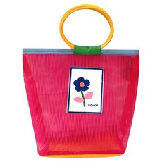 THE ZAKKA 彩色網狀托特包沐浴籃, 紅色