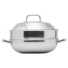 finn ilo Clean Stan Flow 五層一體成型 POSCO 304 不鏽鋼派對炒鍋 蒸鍋, 1套, 28cm