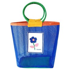 THE ZAKKA 彩色網狀托特包沐浴籃, 藍色