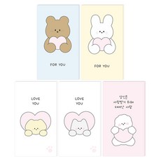 Dona與朋友們 愛心小確幸迷你卡片 5款 x 20張組合, A款, 1套