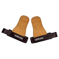 미누네 가죽 헬스스트랩 밴드 파워리프팅 스트랩 양손착용세트, 브라운, 1세트