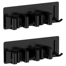 Bareunliving 304不鏽鋼免鑽孔多功能清潔工具架 2孔, 黑色, 2個