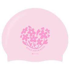 KeepSwimming Love Flower 矽膠泳帽, 1個, 寶寶粉