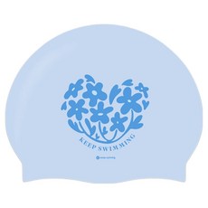 KeepSwimming Love Flower 矽膠泳帽, 1個, 粉藍色