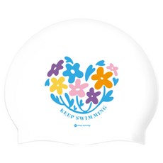 KeepSwimming Love Flower 矽膠泳帽, 1個, 白色