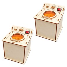 LiveOn 創意STEAM木製DIY洗衣機立體拼圖 100 x 90 x 82 mm, 2個, 混合色