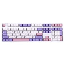 MONSTARGEAR 132鍵 Cherry人體工學鵝卵石 韓文 PBT 客製點綴 韓英, 鍵帽, 棉花糖, 白色 + 紫色