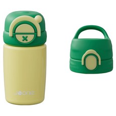 주니 2in1 스테인리스 빨대 텀블러 + 입모아컵 헤드 세트, 240ml, 1개, 그린