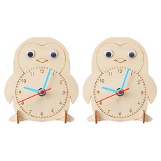 LiveOn 創意STEAM木製DIY企鵝時鐘 125 x 50 x 150 mm, 2個, 混色