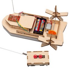 리브온 창의력 STEAM 목재 만들기 원격조정배 215 x 82 mm, 혼합색상, 1개