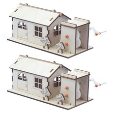 리브온 창의력 STEAM 목재 만들기 발전 오두막 138 x 67 x 67 mm, 혼합색상, 2개