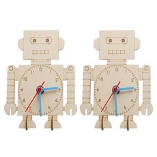 리브온 창의력 STEAM M182 로봇시계 목재 퍼즐 170 x 135 mm, 혼합색상, 2개