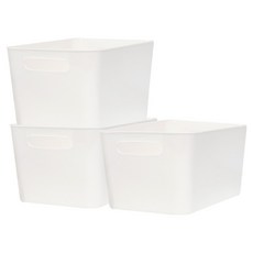 DAILY BLOOM 開放式儲物收納盒 收納籃 整理籃 寬版, 3個, 白色
