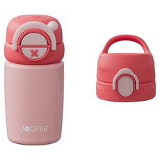주니 2in1 스테인리스 빨대 텀블러 + 입모아컵 헤드 세트, 240ml, 1개, 핑크