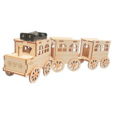 LiveOn 創意STEAM木製製作 旅客列車立體拼圖 300 x 80 x 100 cm, 1個, 混合顏色
