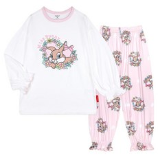 mollimelli friends 女童迪士尼邦妮兔花朵蜜桃絨家居服上下套裝