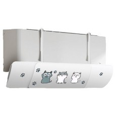 Tongkeun Changgo 黏貼式隔板 冷氣擋風板 白色 3層 3隻貓 60~69cm, 1個, 單一商品