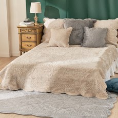 COZY SHOP 頂級超細纖維刺繡保暖墊, 米色