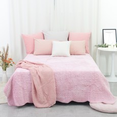 COZY SHOP 頂級超細纖維刺繡保暖墊, 粉紅色