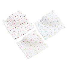 PUREAL 純真兔 12層澎澎萬用方巾3件組, 1套, 小熊軟糖 + 繽紛車車 + 環遊世界