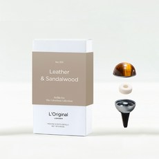 L'Original London 能量晶石車用香氛補充裝 2入, 皮革 + 檀香木, 1組
