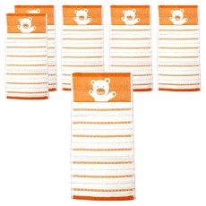 Gemini 双星毛巾 竹纖維彩條奶熊童巾6件組, 1套, 橘色