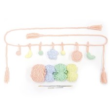 Mellowstory Stationery 球 星星 月亮 太陽 流蘇 石頭帯 鉤針編織套組, 1套, 珊瑚色