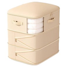 小麥購物 大容量可透視真空壓縮收納袋 L1442 米色 3層, 1個, 1個裝