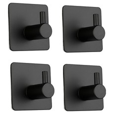 iRoom 優倍適 免釘無痕太空鋁粗柱掛勾, 4個, 輕奢黑