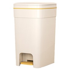 小麥購物 豎紋大容量帶蓋垃圾桶 L1285 25L, 奶油色