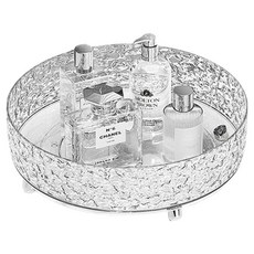 elelliving 透明旋轉化妝品收納架, 1個, 銀色刷具筒型