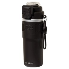 不鏽鋼提繩雙飲保溫杯, 1個, 黑色, 540ml