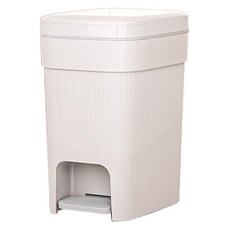 小麥購物 豎紋大容量帶蓋垃圾桶 L1285 10L, 山茶白