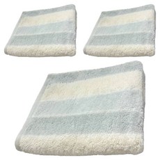 Gemini 双星毛巾 粉嫩條紋超柔紗系列 方巾3件組, 糖霜藍, 1組