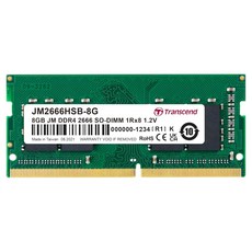 Transcend 創見 JetRam DDR4 2666 8GB 筆記型記憶體, 1個, JM2666HSB-8G