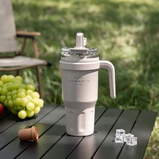 不鏽鋼手提雙飲冰霸杯, 1個, 灰紫色, 1.1L