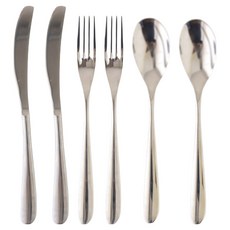 Just Home 艾納 不鏽鋼刀叉匙餐具6件組 7020-10, 1套, 刀子 2支 + 叉子 2支 + 湯匙 2支, 銀色