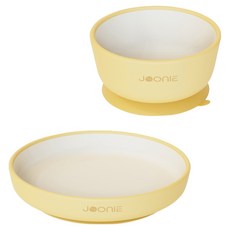 JOONIE 自主學習吸盤碗 + 矽膠吸盤餐盤組, 黃色, 1套