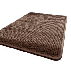 小麥購物 雲棉絨速乾防滑地墊 長方款, 1個, 棕色