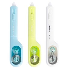 델리 슬림 펜타입 수정테이프 3종 세트, 블루, 그린, 화이트, 1세트
