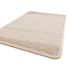 小麥購物 雲棉絨速乾防滑地墊 長方款, 1個, 米色